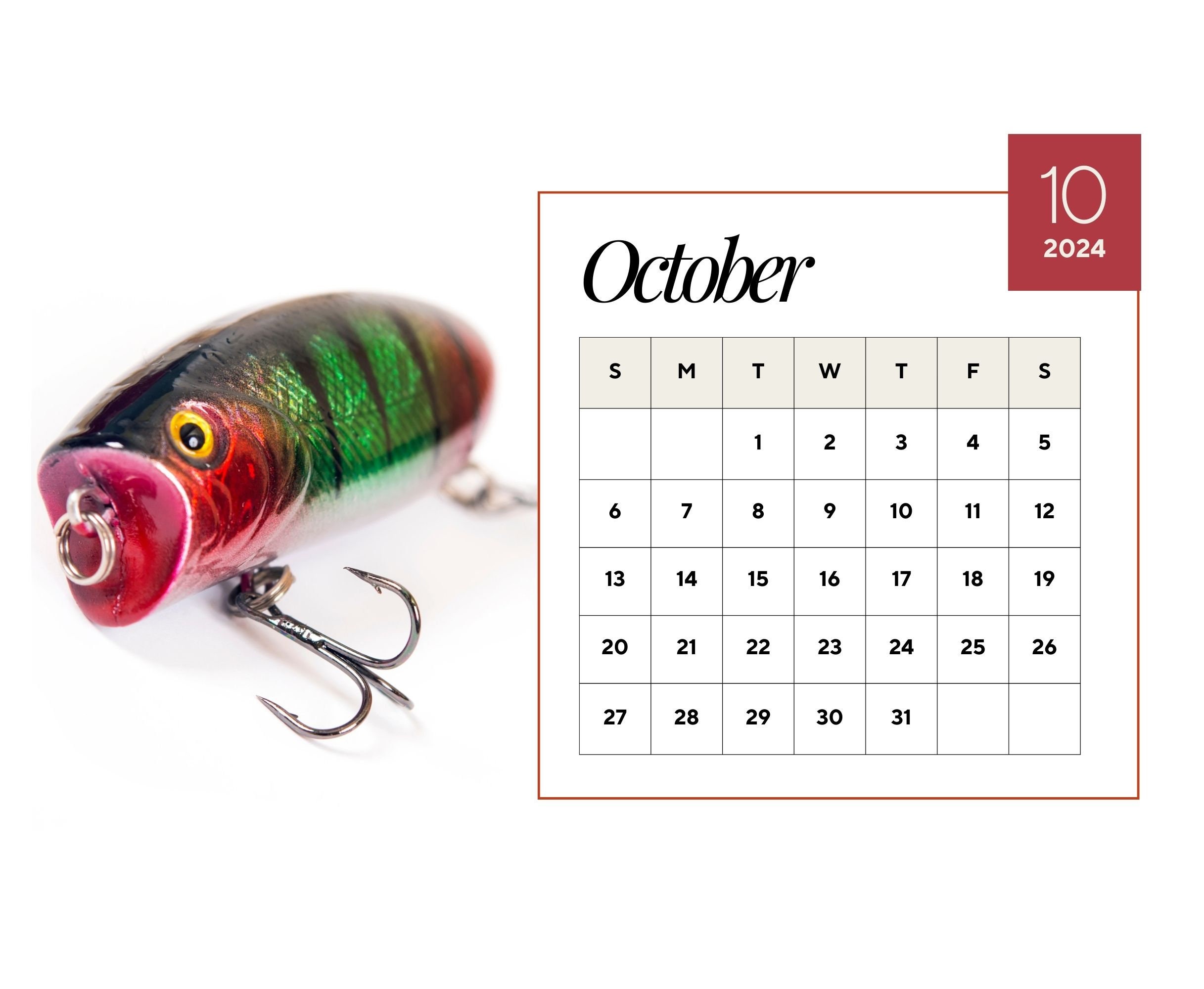 2024 Wall Calendar 2024 Fishing Lure Calendar 2024 Wall Calendar