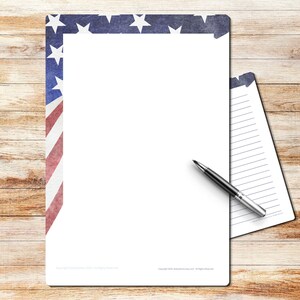 American Flag PRINTABLE stationery writing paper stationary letter writing paper USA patriotic flag Americana Old Glory