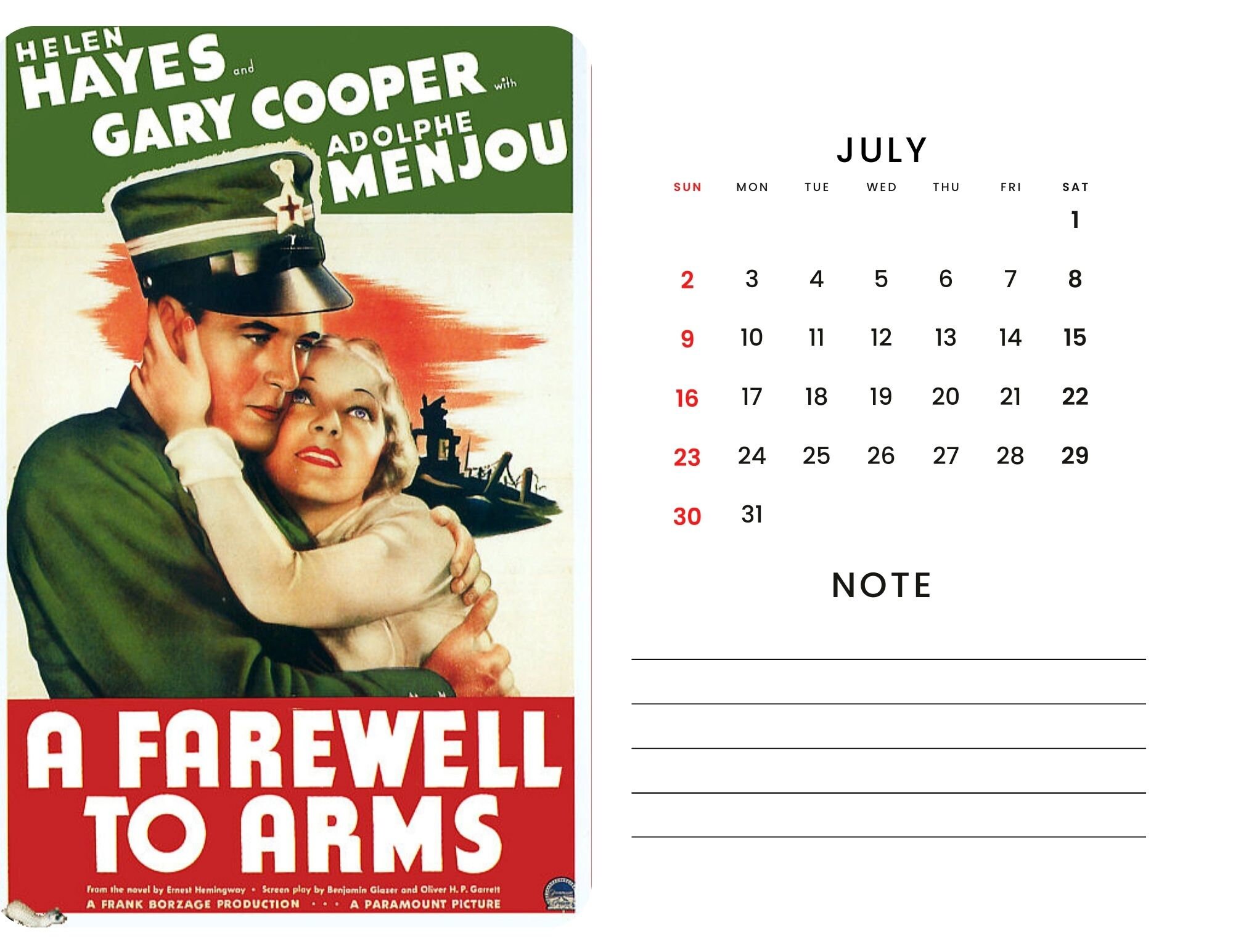 2024 Wall Calendar 2024 Movie Poster Calendar 2024 Wall Calendar