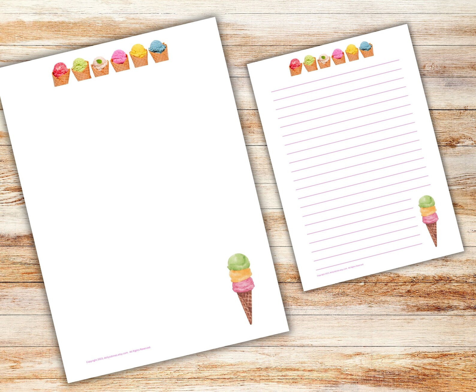 Ice Cream PRINTABLE Stationery Writing Paper Stationary Letter Writing ...