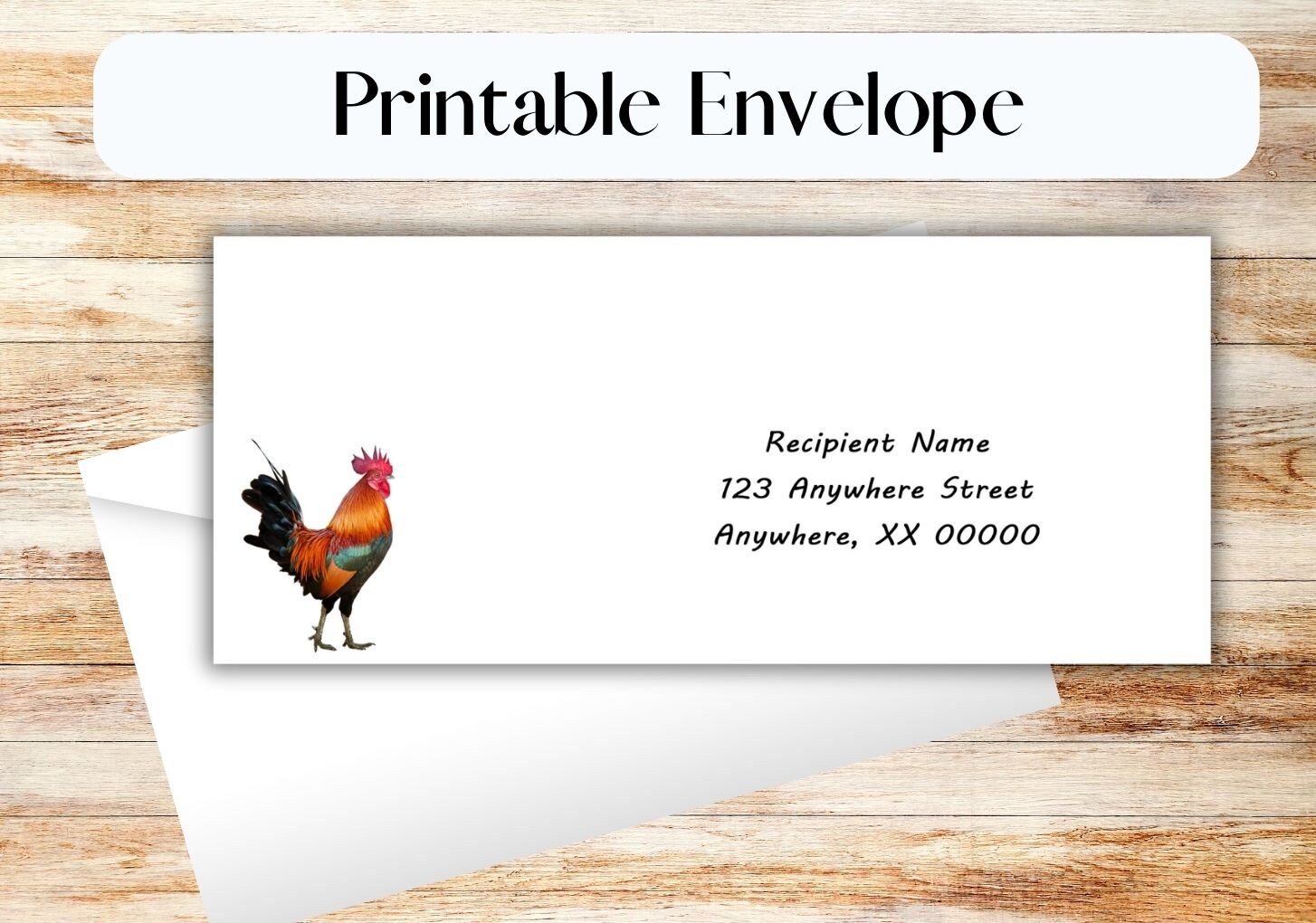 Rooster Printable Stationary Set With Envelope Writing Paper US Letter ...