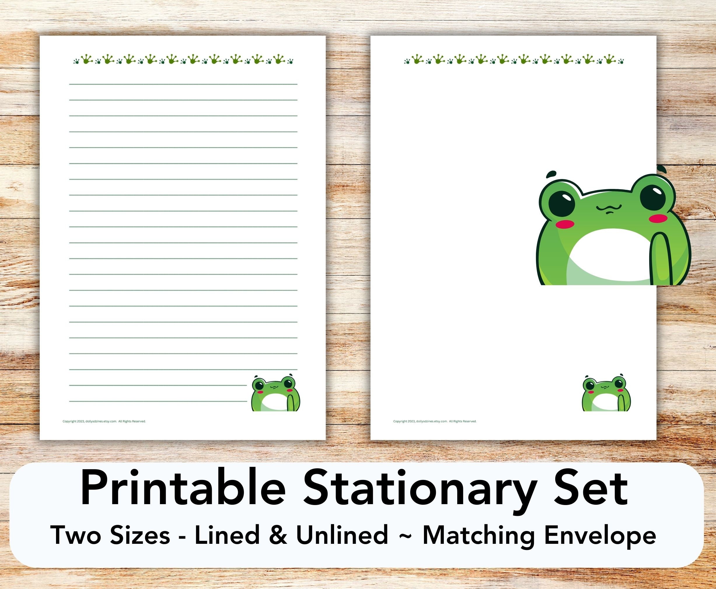 Frog PRINTABLE Stationary Set With Envelope Printable Stationary Paper ...