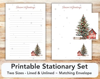 Country Christmas stationery, printable Christmas stationery, Christmas stationary, Christmas writing paper, Christmas letter paper