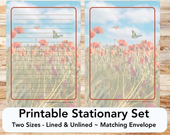 Printable Stationery Lined Paper Summer Background With Beach - Etsy