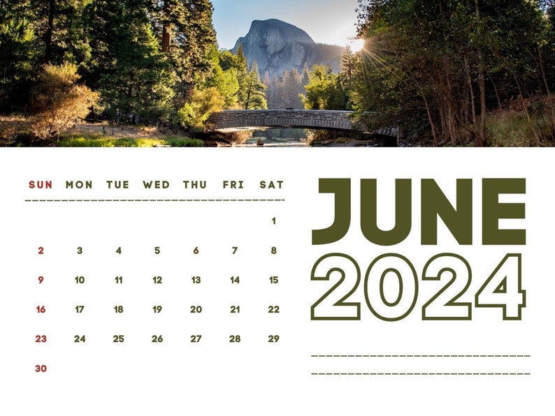 2025 Wall Calendar 2025 Yosemite Calendar 2025 Wall Calendar Printable