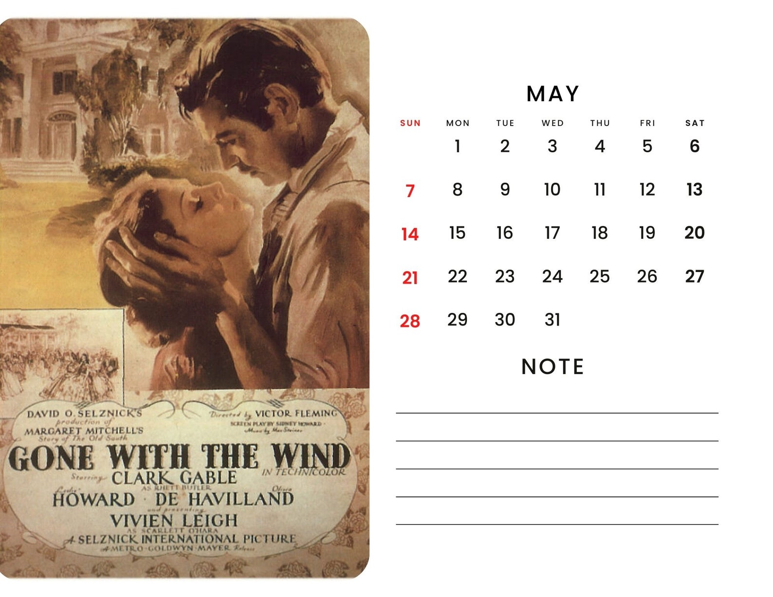 2024 Wall Calendar 2024 Movie Poster Calendar 2024 Wall Calendar