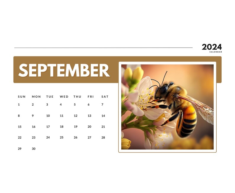 2024 Wall Calendar 2024 Bee Calendar 2024 Wall Calendar Printable 2024