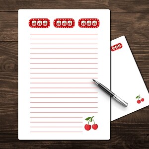 Juego de papelería imprimible Cherry Slots / Sobre a juego / Papel de escribir / Rayado / Sin rayar / Cerezas / Jackpot / Casino / PDF