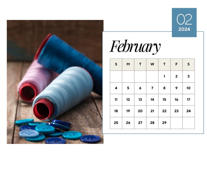 2024 Wall Calendar 2024 Sewing Calendar 2024 Wall Calendar Printable