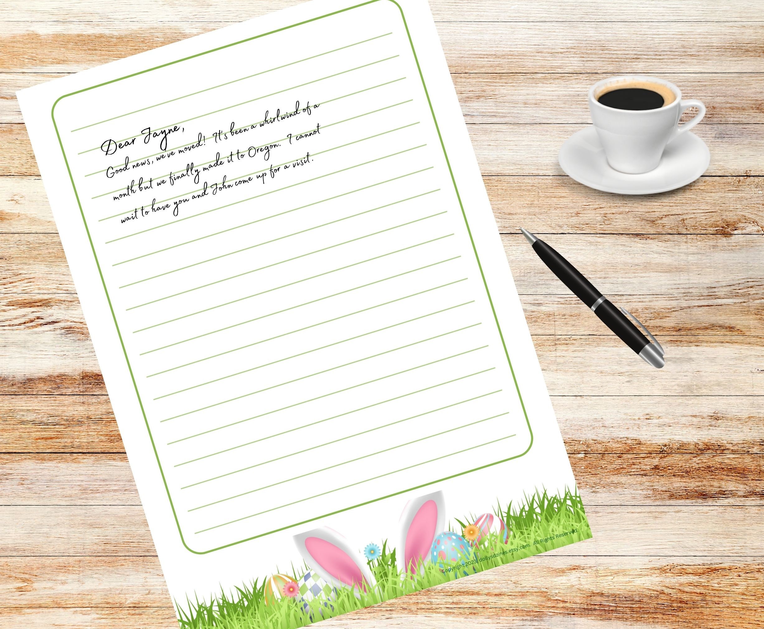 Easter Bunny PRINTABLE Stationary Set With Envelope Printable ...