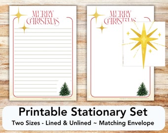 Christmas star stationary, printable Christmas stationery, Christmas stationary, Christmas printable, Christmas paper, letter paper
