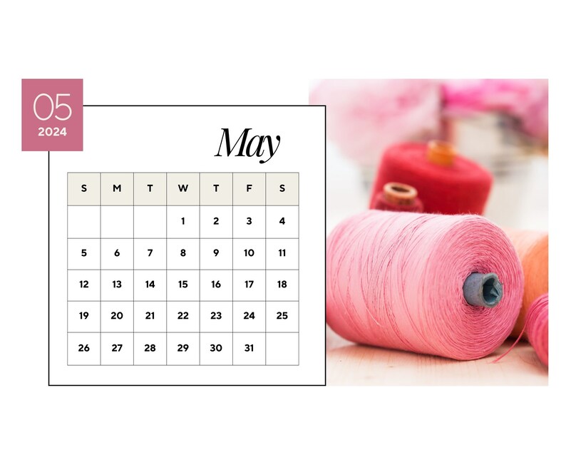 2024 Wall Calendar 2024 Sewing Calendar 2024 Wall Calendar Printable
