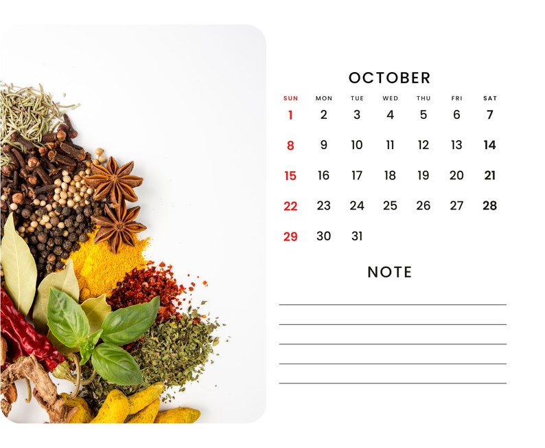2025 Wall Calendar 2025 Cooking Calendar 2025 Wall Calendar Printable