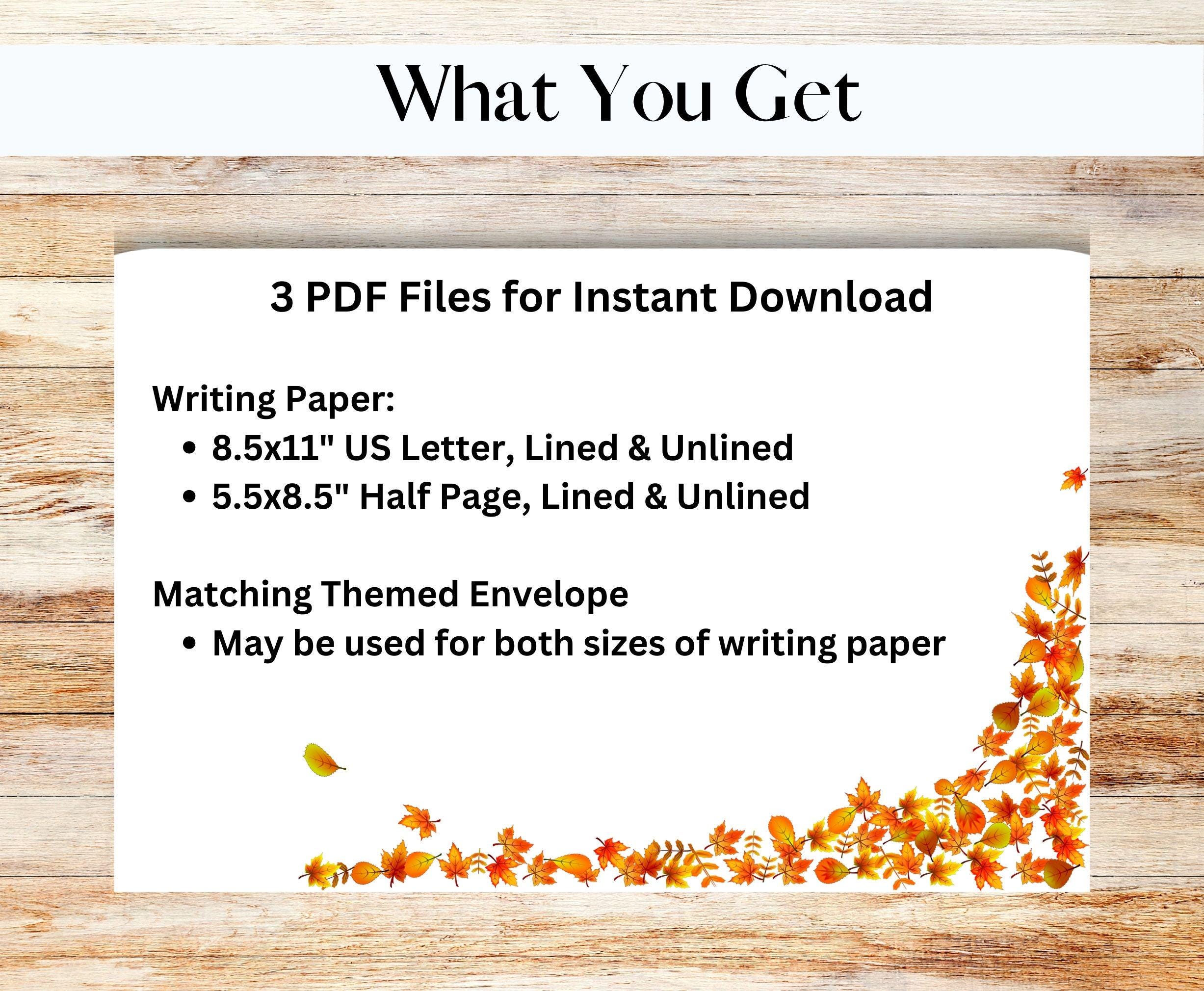 Fall Leaves PRINTABLE Stationery Writing Paper Stationary Letter Lined ...