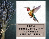 2024 planner 2024 calendar 2024 hummingbird planner 2024 calendar printable planner daily monthly planner inserts hummingbird nature