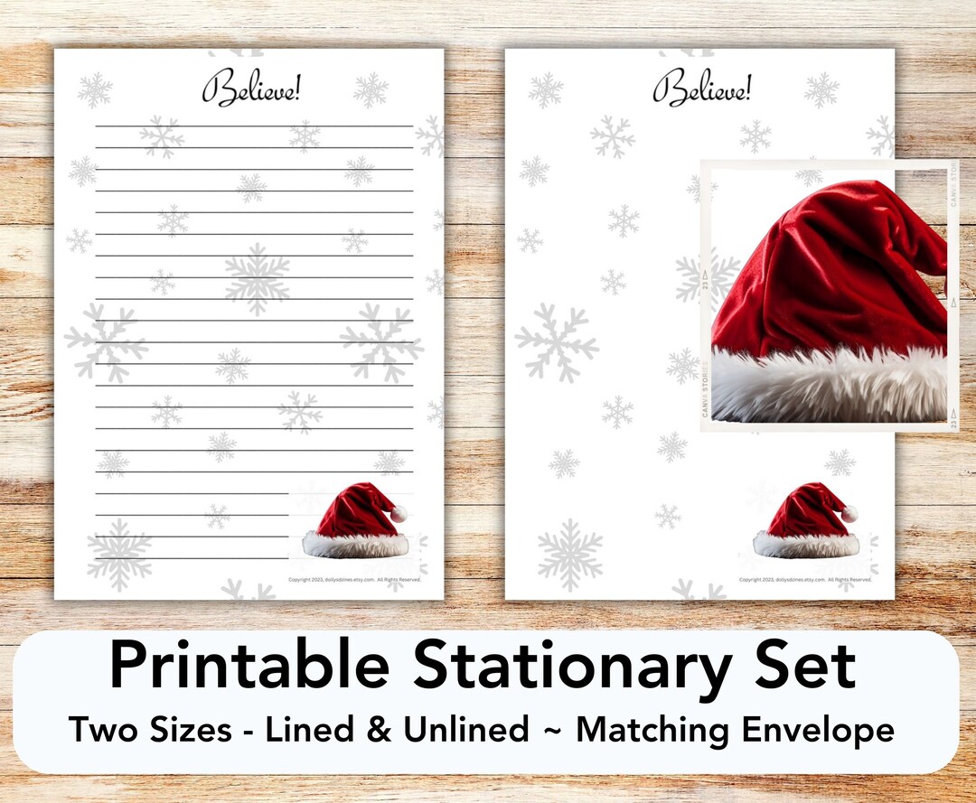 Santa Stationary, Santa Stationery Printable, Christmas Stationary