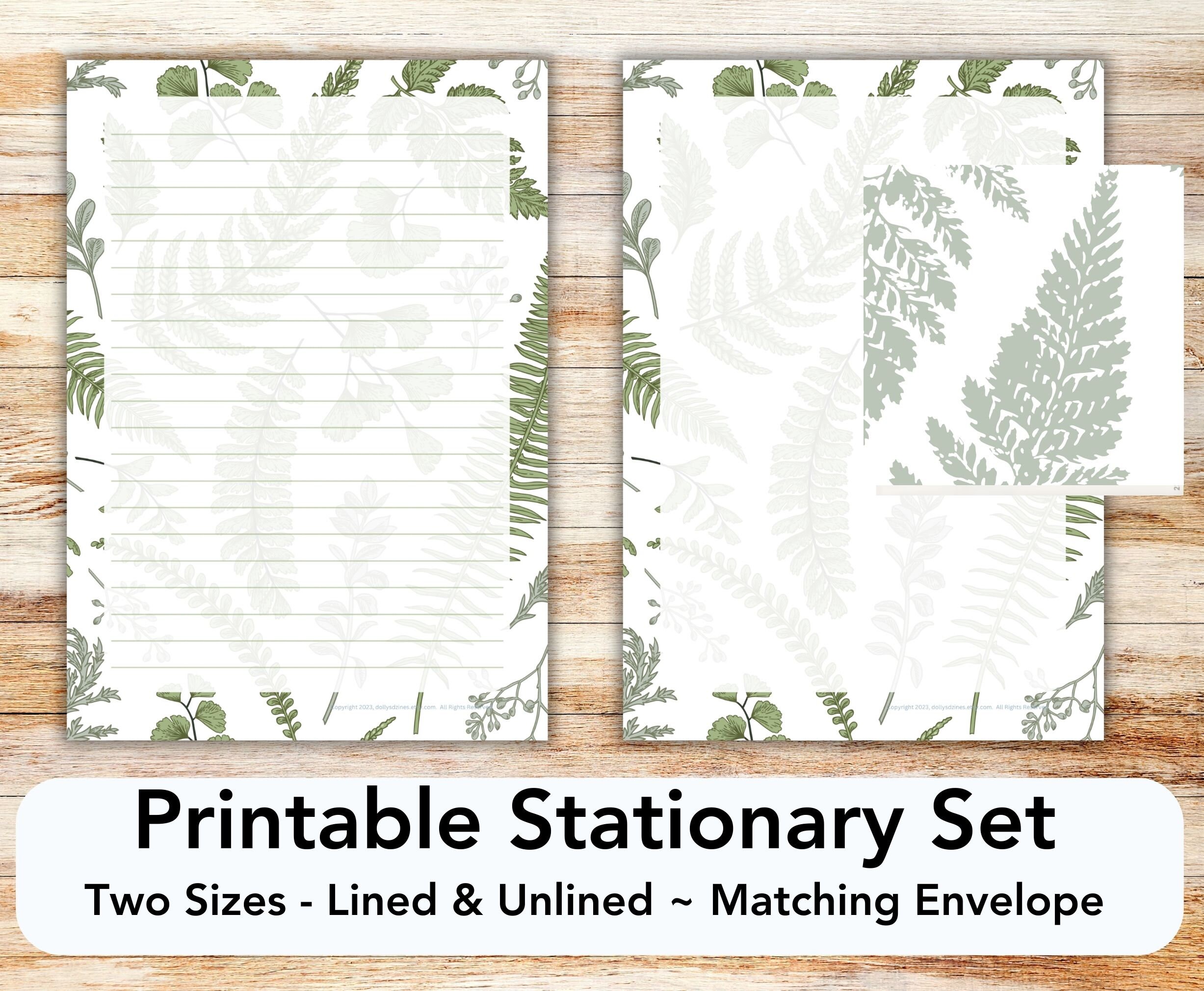 Botanical PRINTABLE Stationary Set With Envelope Printable Stationary ...