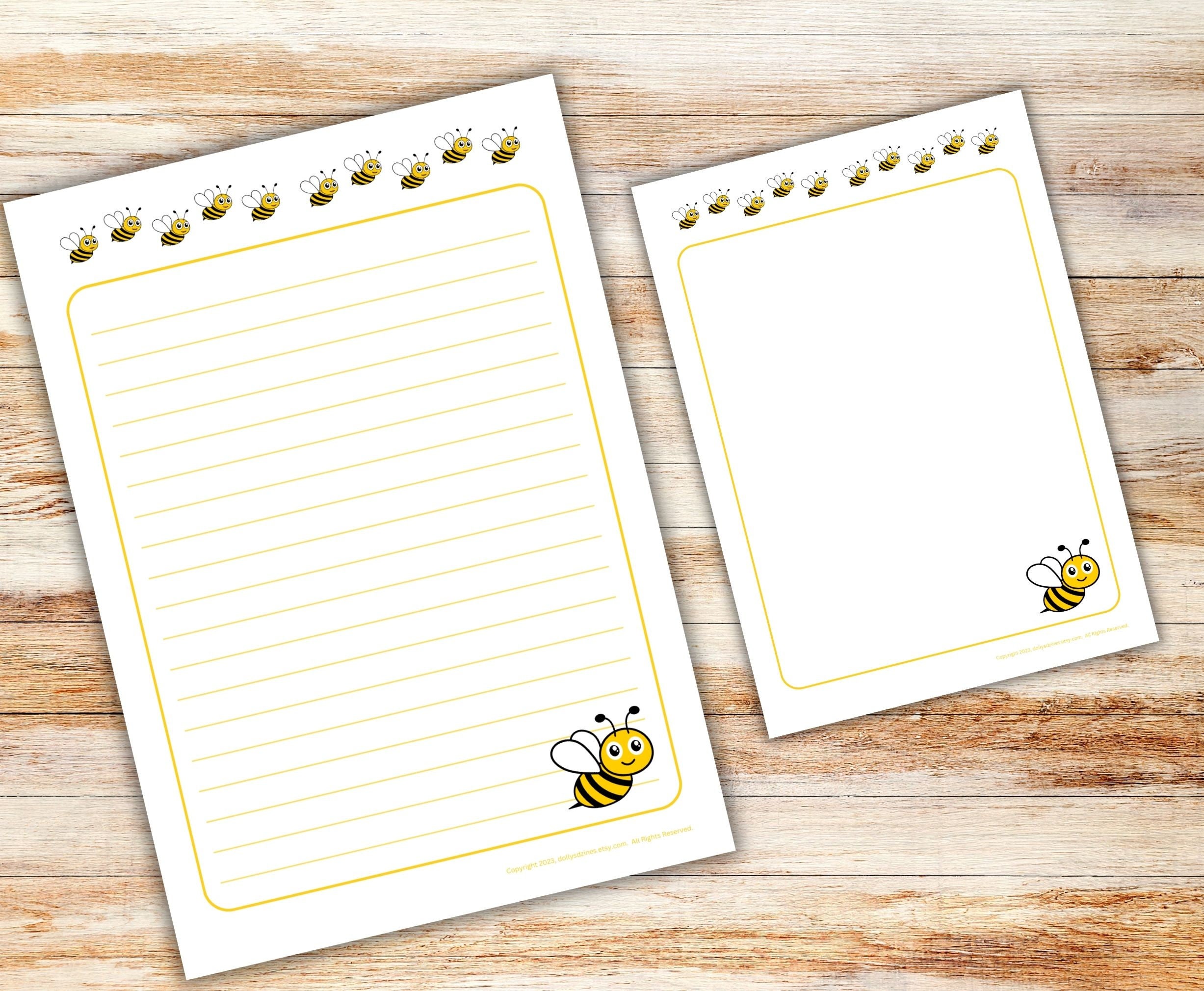 Bees PRINTABLE Stationary Set With Envelope Printable Stationary Paper ...