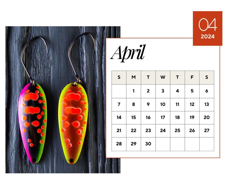 2024 Fishing Lure Calendar, 2024 Wall Calendar, 2024 Calendar Printable