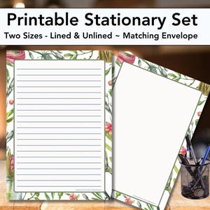Papelería para imprimir, papelería, papelería, cartas, papel rayado, sin rayar, papel para escribir, jardinería floral, acuarela