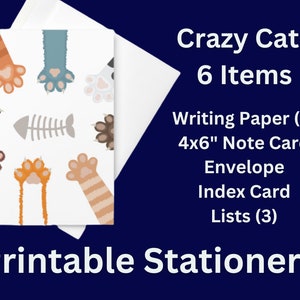 Cats printable stationary with envelope, printable writing paper, note card, to do list, index card, envelope, writing set, cats, pets