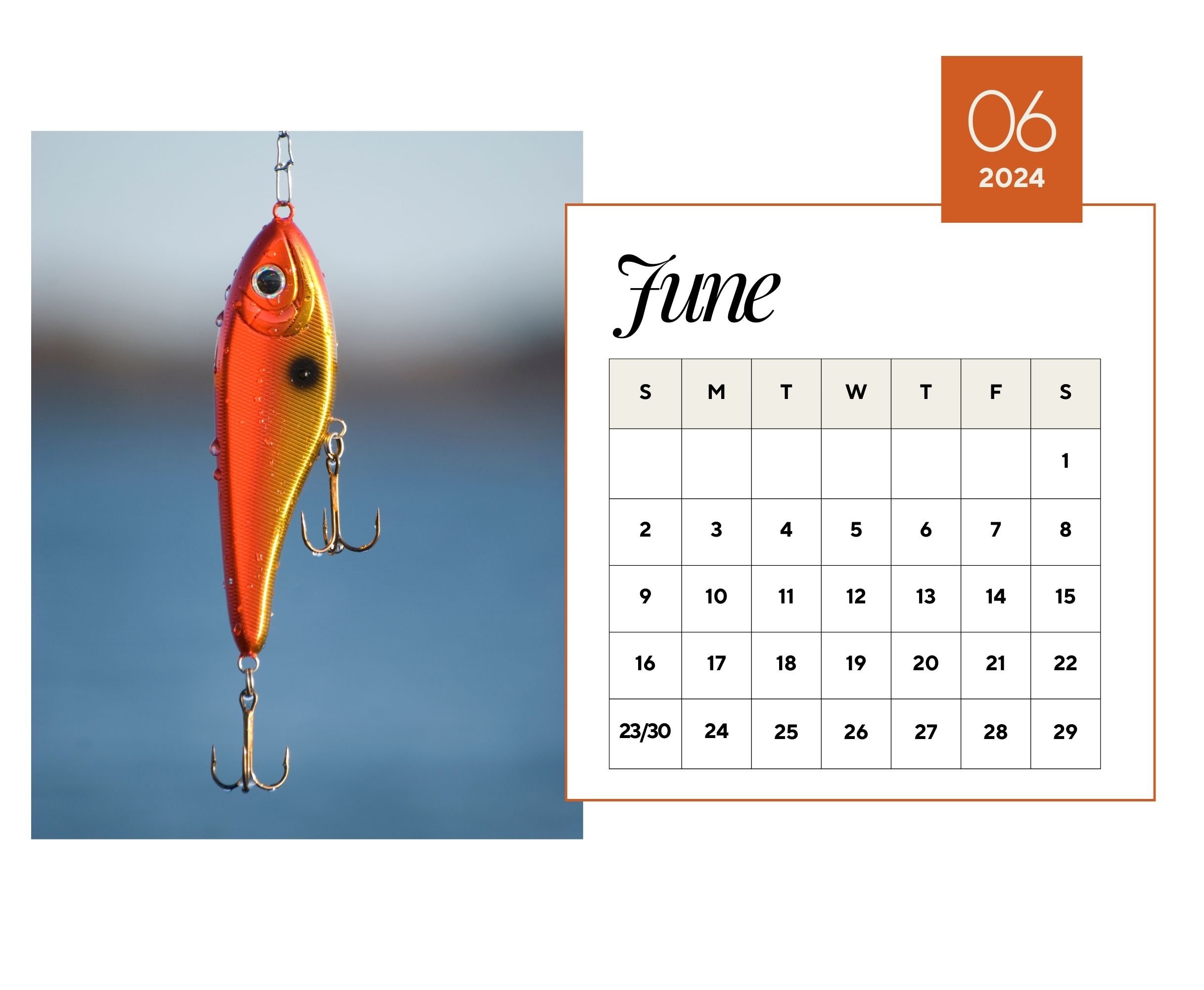 2024 Wall Calendar 2024 Fishing Lure Calendar 2024 Wall Calendar