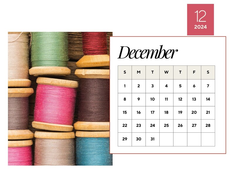 2024 Wall Calendar 2024 Sewing Calendar 2024 Wall Calendar Printable