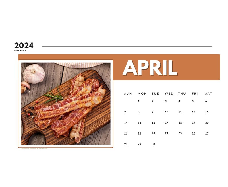 2024 Wall Calendar 2024 Cooking Calendar 2024 Wall Calendar Printable