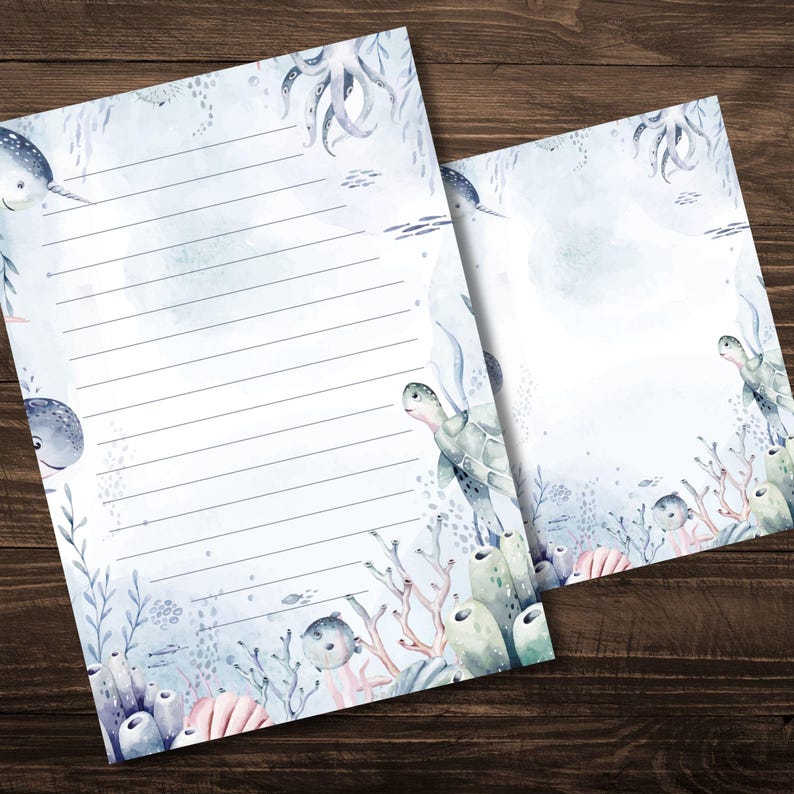 Under the Sea PRINTABLE Stationery Writing Paper Stationary Letter ...