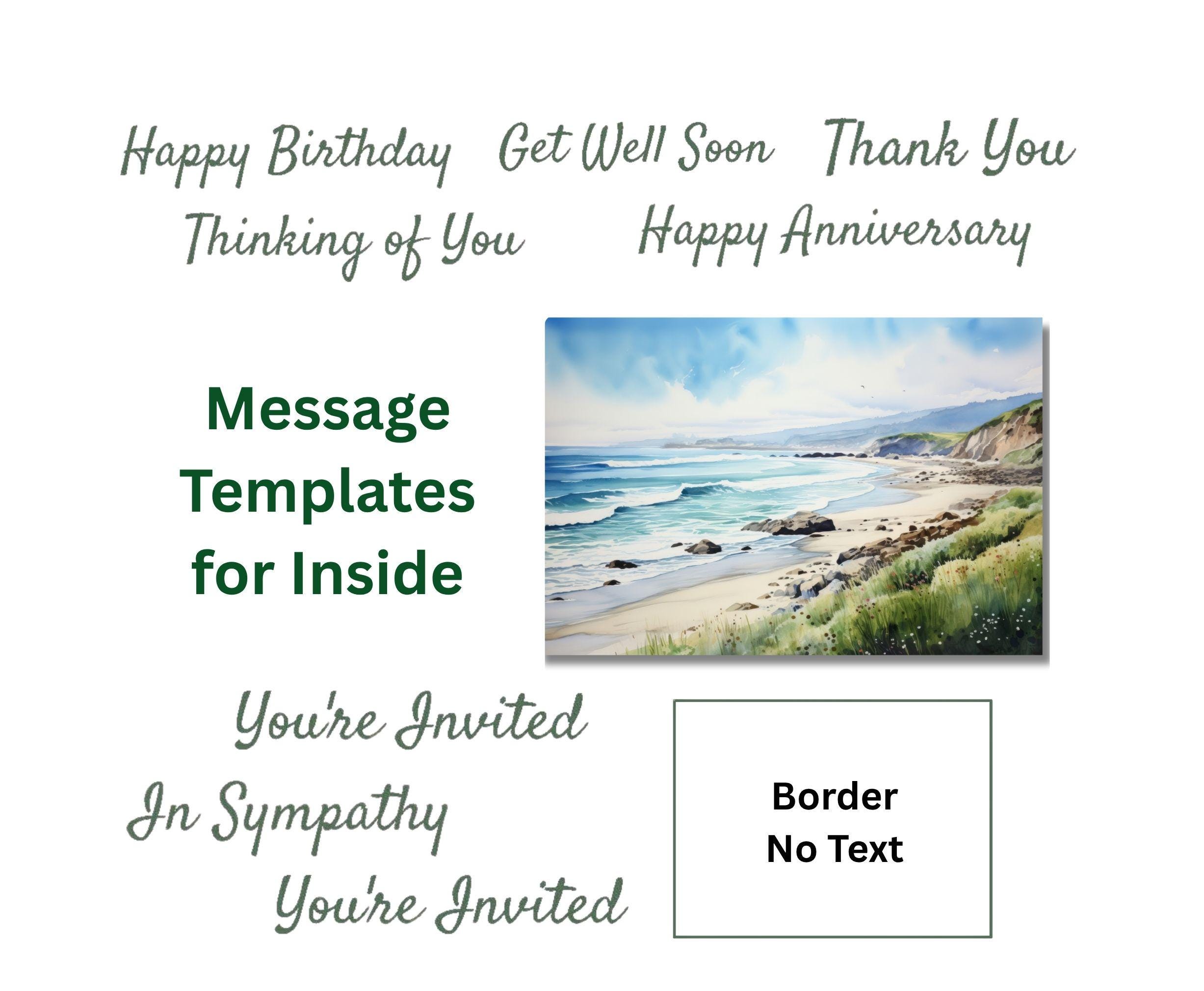 Pacific Coast Printable Note Card Set, Watercolor, 9 Different Messages ...