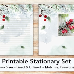 Pine bough Christmas stationery, printable Christmas stationery, Christmas stationary, Christmas printable, Christmas letter paper, Xmas