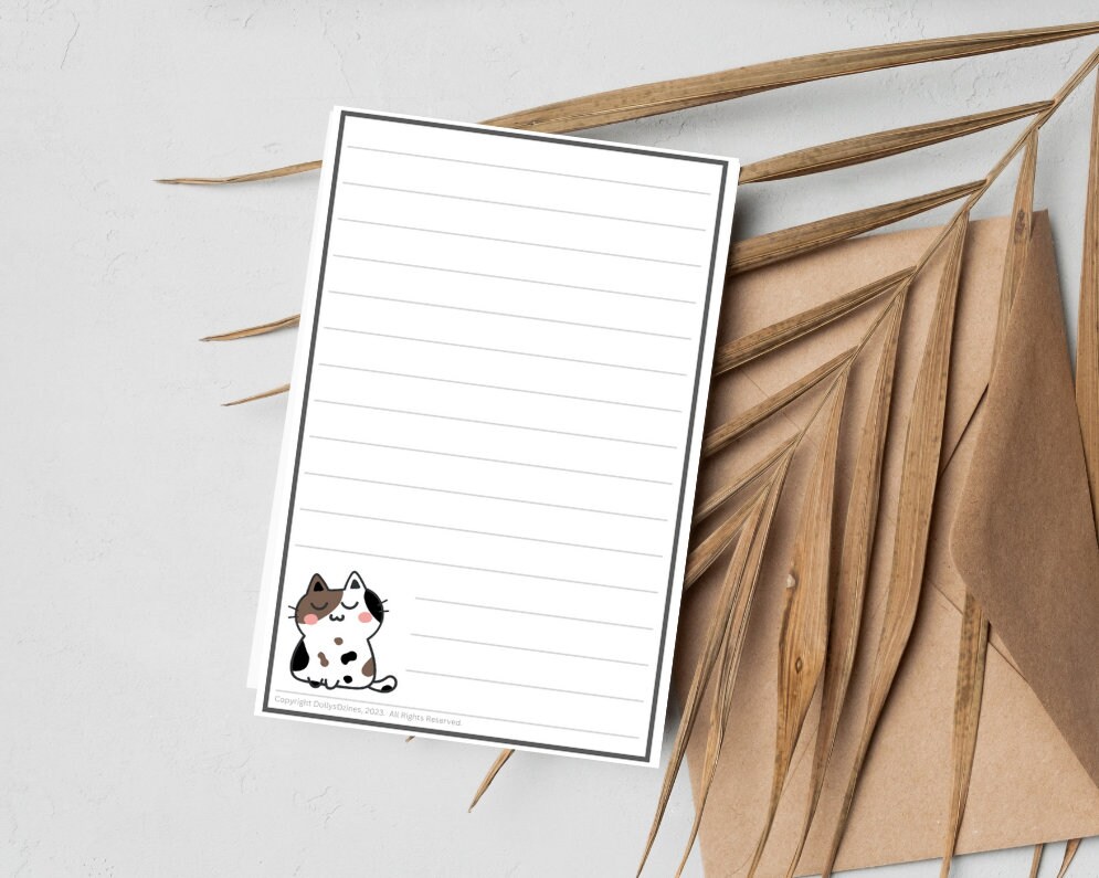 Cats Printable Stationary With Envelope, Printable Writing Paper, Note Card, to Do List, Index ...