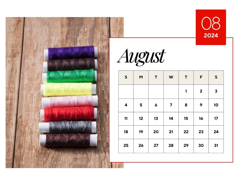 2024 Sewing Calendar, 2024 Wall Calendar, 2024 Calendar Printable