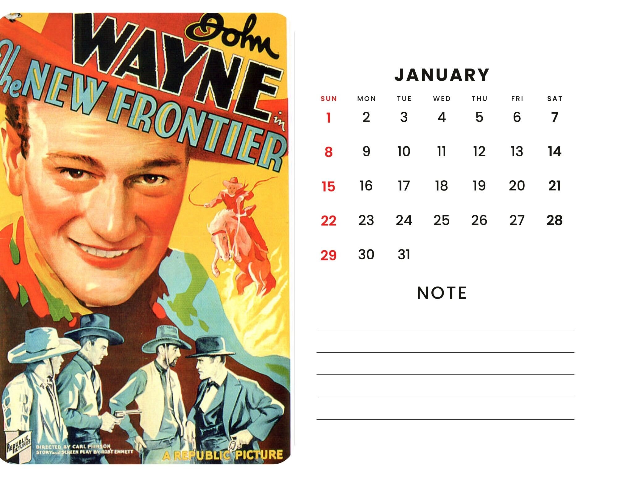 2024 Wall Calendar 2024 Movie Poster Calendar 2024 Wall Calendar