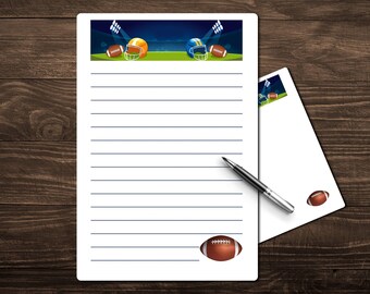 Set di articoli di cancelleria stampabili a tema calcio / Busta coordinata / Carta da lettere / Righe / Non righe / NFL / Sport / Regali sportivi / PDF