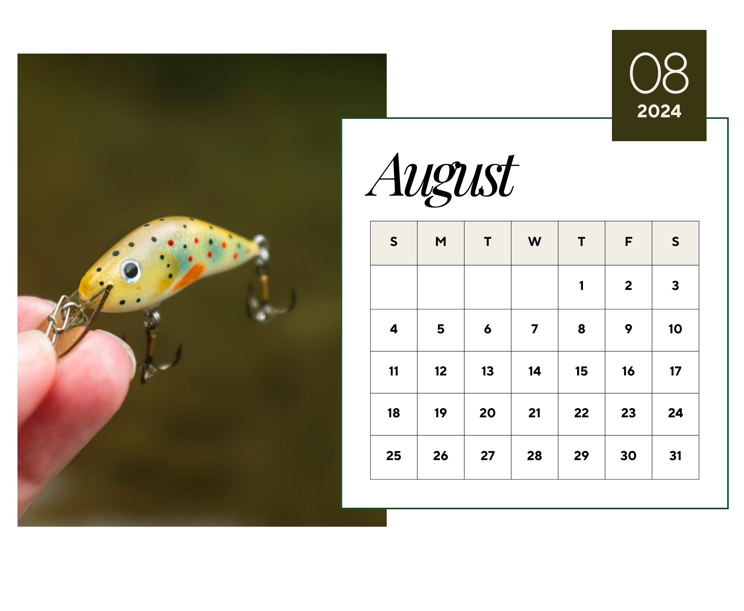 2024 Wall Calendar 2024 Fishing Lure Calendar 2024 Wall Calendar