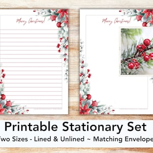 Holly berry Christmas stationery, printable Christmas stationery, Christmas stationary, Christmas printable, Christmas paper, letter paper