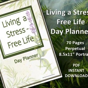 Stress free living day planner, self care, wellness journal, gratitude journal, health and wellness journal, printable