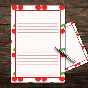 Cherry Printable Stationary Set | Matching Envelope | Writing Paper | Lined | Unlined | Cherries | Stone Fruit | Spring | Summer | PDF