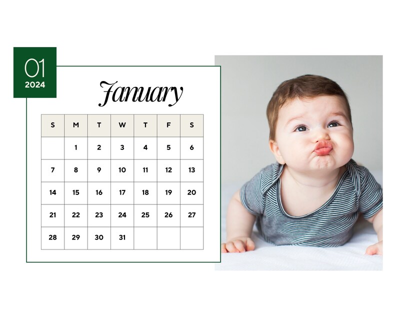 2024 Wall Calendar 2024 Baby Calendar 2024 Wall Calendar Printable 2024