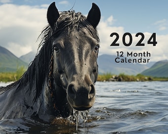 2024 wall calendar 2024 horse calendar 2024 wall calendar PRINTABLE  2024 calendar horse calendar wall calendar horses equestrian gifts