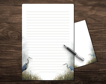 Blue Heron Printable Stationary Set | Letter Paper | Writing Paper | Matching Envelope | Instant Download | PDF