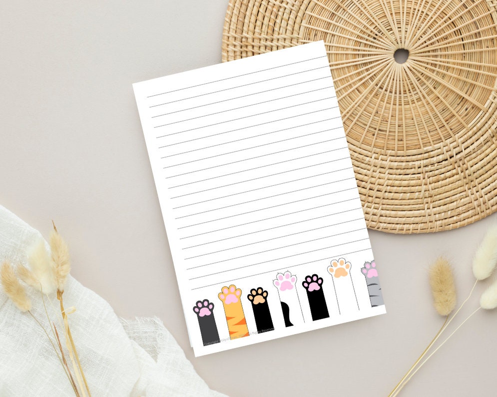 Cats Printable Stationary With Envelope, Printable Writing Paper, Note Card, to Do List, Index ...