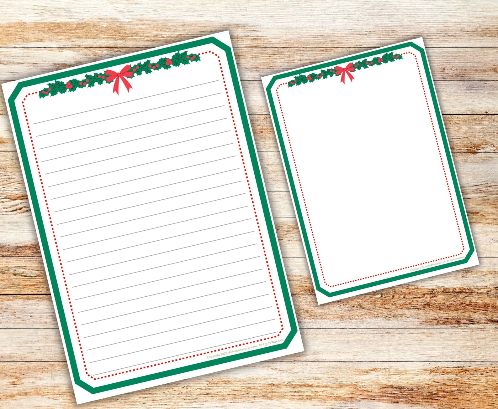 Holly Christmas Stationery, Printable Christmas Stationery, Christmas ...