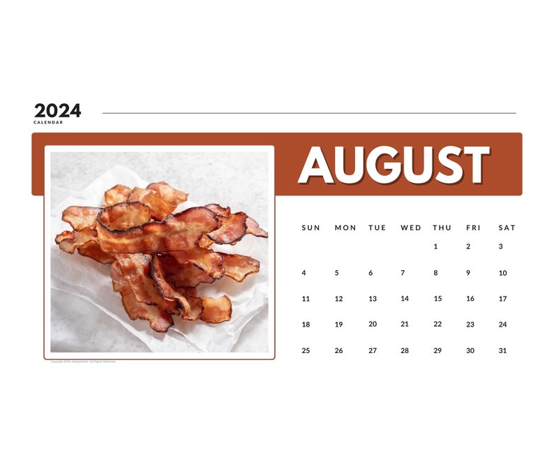 2024 Wall Calendar 2024 Cooking Calendar 2024 Wall Calendar Printable