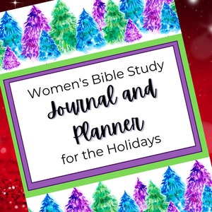 Bible Study Journal, Bible Study Planner, Women, Devotional Journal, Christian Planner, Holiday, Christmas, Trees, Printable