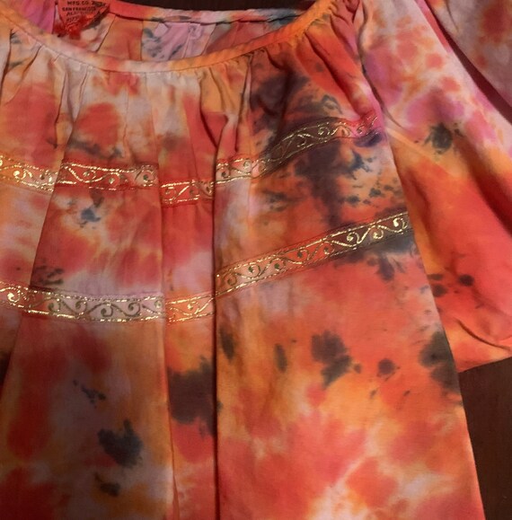Vintage cotton peasant blouse From 1960’s tie dye… - image 2