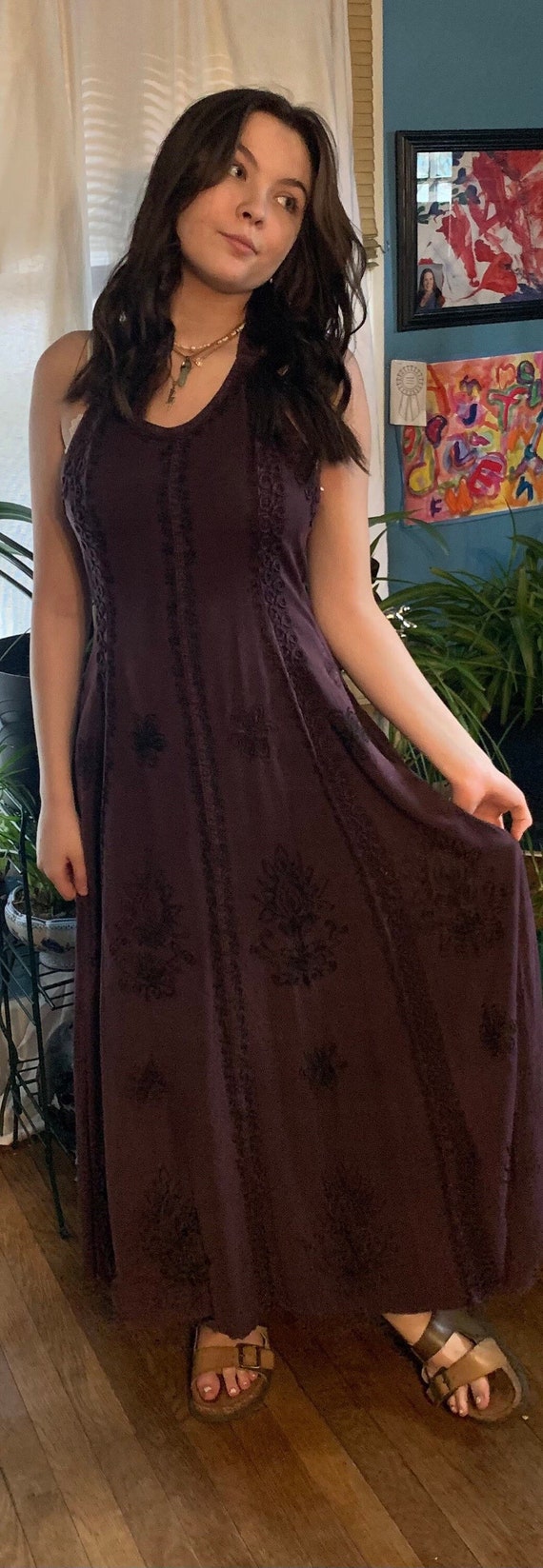 Vintage burgundy halter long dress! - image 2