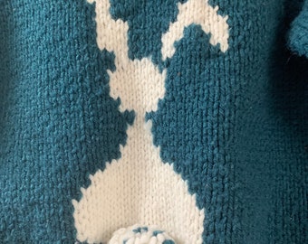 Hand knitted adorable bunny sweater!