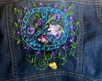 Personalized child’s jean jacket ! Can choose all ur favorites 2 put on jacket!